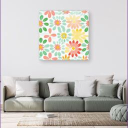 Warren Reed - Designer Green & Yellow Flowers Canvas - Size: w10 inch x h10 inch - thumbnail 4
