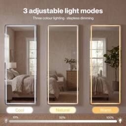 VOGREX 165x60cm LED Full Length Dressing Mirror in White - Size: 165x60 cm - thumbnail 3