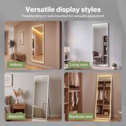 VOGREX 165x60cm LED Full Length Dressing Mirror in White - Size: 165x60 cm - thumbnail 5
