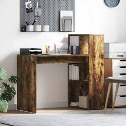 Berkfield Home Writing Desk Smoked oak Engineered wood Medium Writing Desk in Brown - thumbnail 2