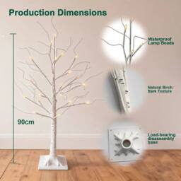 Havendro 1 Pcs 90cm LED Twig Birch Table Tree Lights Holiday Lamp UK in White - thumbnail 2