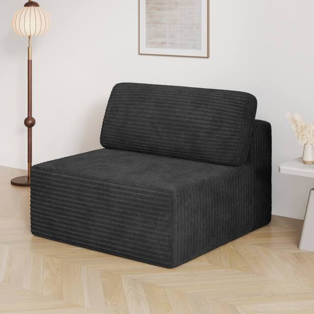 Dprodo Corduroy Modular Sofa, Only Middle Seat, 25V9 in Black - image 1
