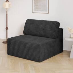 Dprodo Corduroy Modular Sofa, Only Middle Seat, 25V9 in Black - thumbnail 1