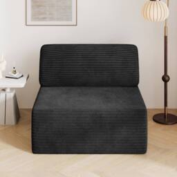 Dprodo Corduroy Modular Sofa, Only Middle Seat, 25V9 in Black - thumbnail 7