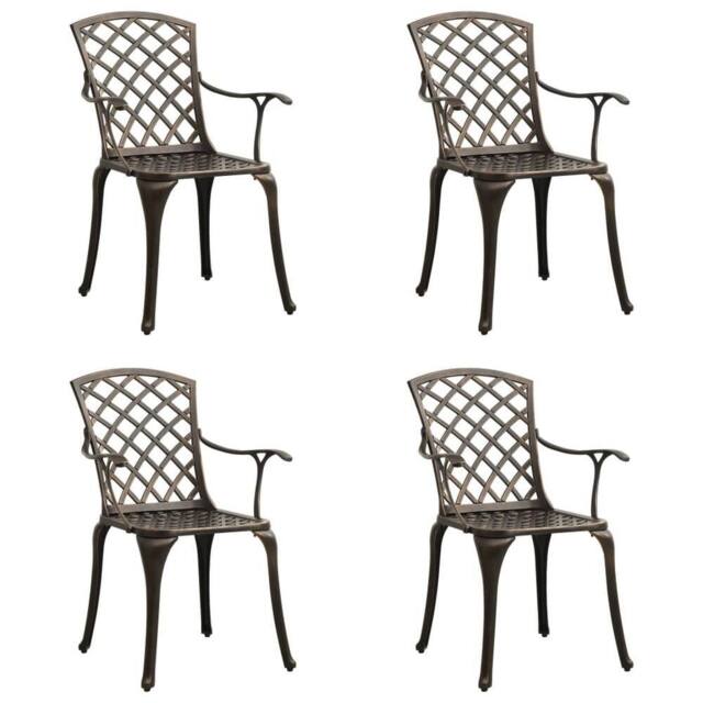 Berkfield Home Garden Chairs 4 pcs Cast Aluminium Bronze in Brown - image 1