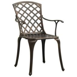 Berkfield Home Garden Chairs 4 pcs Cast Aluminium Bronze in Brown - thumbnail 2