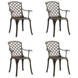 Berkfield Home Garden Chairs 4 pcs Cast Aluminium Bronze in Brown - thumbnail 1