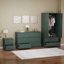 Home Discount Vida Designs Denver Bedroom Set (2 Dr Bedside, 6 Dr Chest, Wardrobe) in Green - thumbnail 6