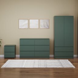 Home Discount Vida Designs Denver Bedroom Set (2 Dr Bedside, 6 Dr Chest, Wardrobe) in Green - thumbnail 7