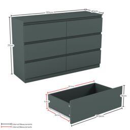 Home Discount Vida Designs Denver Bedroom Set (2 Dr Bedside, 6 Dr Chest, Wardrobe) in Green - thumbnail 3