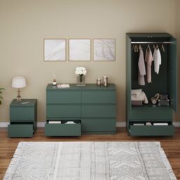 Home Discount Vida Designs Denver Bedroom Set (2 Dr Bedside, 6 Dr Chest, Wardrobe) in Green - thumbnail 8