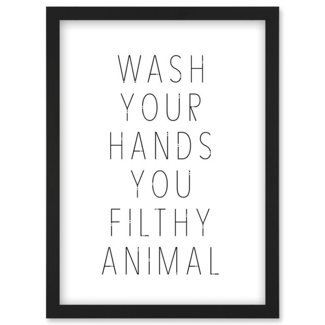Artery8 Funny Toilet Wall Art Wash Your Hands You Filthy Animal Sign Bathroom Decor Artwork Framed Wall Art Print A4 in Black - image 1
