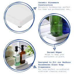 Harbour Housewares Ceramic Soap Dispenser Tray - White - thumbnail 2