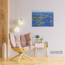 "Artery8 Macdonald 1958 Map Cape Cod & The Islands Canvas Wall Art Print in Blue - Size: W18"" x H24""" - thumbnail 3