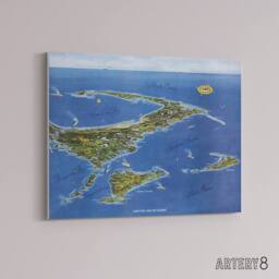 "Artery8 Macdonald 1958 Map Cape Cod & The Islands Canvas Wall Art Print in Blue - Size: W18"" x H24""" - thumbnail 2