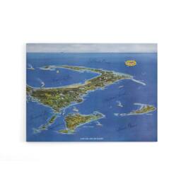 "Artery8 Macdonald 1958 Map Cape Cod & The Islands Canvas Wall Art Print in Blue - Size: W18"" x H24""" - thumbnail 1
