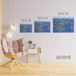 "Artery8 Macdonald 1958 Map Cape Cod & The Islands Canvas Wall Art Print in Blue - Size: W18"" x H24""" - thumbnail 4