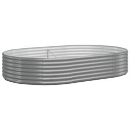 Berkfield Home Garden Raised Bed Powder-coated Steel 214x140x36 cm Grey - Size: 214 x 140 x 36 cm - thumbnail 2