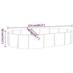 Berkfield Home Garden Raised Bed Powder-coated Steel 214x140x36 cm Grey - Size: 214 x 140 x 36 cm - thumbnail 6