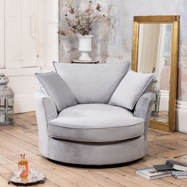 Artemis Home Havana Velvet Swivel Base Cuddle Chair in Grey - image 1