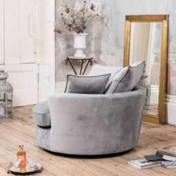 Artemis Home Havana Velvet Swivel Base Cuddle Chair in Grey - thumbnail 5