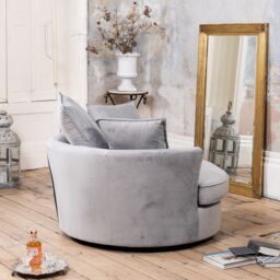 Artemis Home Havana Velvet Swivel Base Cuddle Chair in Grey - thumbnail 3