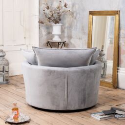 Artemis Home Havana Velvet Swivel Base Cuddle Chair in Grey - thumbnail 4