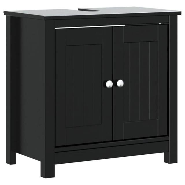 Berkfield Home Beautiful 2 Piece Bathroom Furniture Set BERG Black Solid Wood Pine - image 1