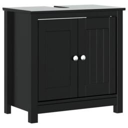 Berkfield Home Beautiful 2 Piece Bathroom Furniture Set BERG Black Solid Wood Pine - thumbnail 1