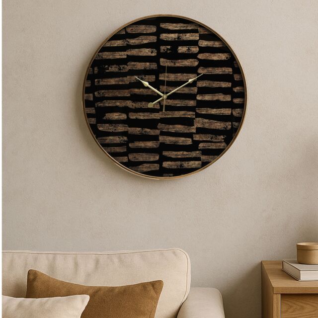 Orsina Modern Black & Gold Wall Clock, Agate Effect Glass Clock With Artistic Brushstroke Dial, Wall Clock - image 1