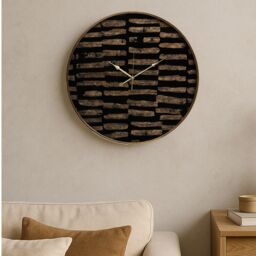 Orsina Modern Black & Gold Wall Clock, Agate Effect Glass Clock With Artistic Brushstroke Dial, Wall Clock - thumbnail 1