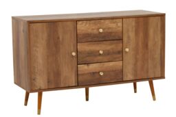 Orsina Functional Sideboard, Intricate Detailing Two Door Sideboard, Sturdy & Durable Industrial Sideboard in Brown - thumbnail 2