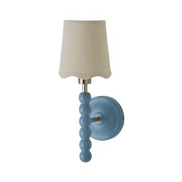 ValueLights Bobbins Pastel Bobble Wall Light & Natural Linen Lamp Shade & Bulb in Pale Blue - thumbnail 6