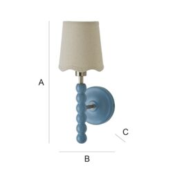 ValueLights Bobbins Pastel Bobble Wall Light & Natural Linen Lamp Shade & Bulb in Pale Blue - thumbnail 7