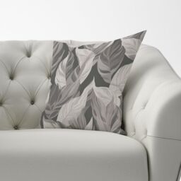 Warren Reed - Designer Grey Floral Leaves Cushions - Size: 60 cm x 60 cm - thumbnail 3