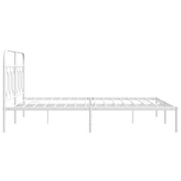 Berkfield Home Metal Bed Frame without Mattress with Headboard White 135x190cm - Size: 135x190 cm - thumbnail 5