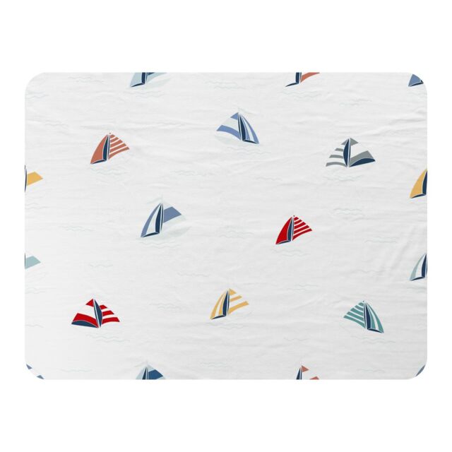Benjamin Tate Design Striped Sailboats Blanket in Natural - Size: 120 cm x 150 cm - image 1