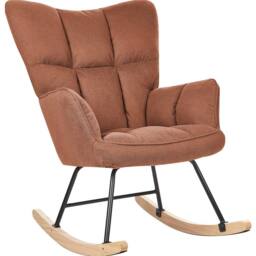 Wyld and Coco Brown Biscuit-Tufted Rocking Chair with Wooden Legs - thumbnail 2