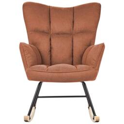 Wyld and Coco Brown Biscuit-Tufted Rocking Chair with Wooden Legs - thumbnail 3