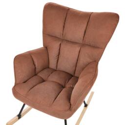 Wyld and Coco Brown Biscuit-Tufted Rocking Chair with Wooden Legs - thumbnail 6