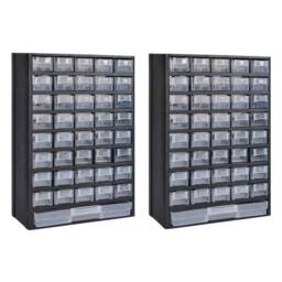 Berkfield Home 41-Drawer Storage Cabinet Tool Box 2 pcs Plastic in Black - thumbnail 2