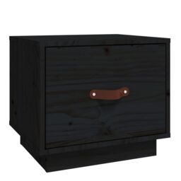 Berkfield Home Bedside Cabinet Black 40x34x35 cm Solid Wood Pine - Size: 40 x 34 x 35 cm - thumbnail 2