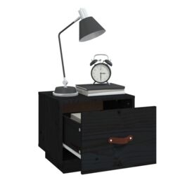 Berkfield Home Bedside Cabinet Black 40x34x35 cm Solid Wood Pine - Size: 40 x 34 x 35 cm - thumbnail 4