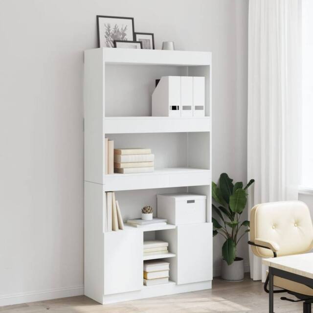 Berkfield Home Highboard¬†White 92x33x180 cm Engineered Wood in White - Size: 92 x 33 x 180 cm - image 1