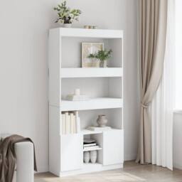 Berkfield Home Highboard¬†White 92x33x180 cm Engineered Wood in White - Size: 92 x 33 x 180 cm - thumbnail 2