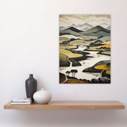 Artery8 Scottish Highlands Stylised Oil Painting Boho Mountain Hills & Lakes Large Wall Unframed Art Poster Print Thick Paper 18X24 Inch - thumbnail 4