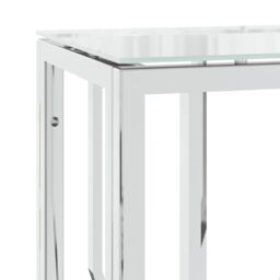 Berkfield Home Console Table 70x30x70 cm Stainless Steel & Glass in Silver - Size: 70 x 30 x 70 cm - thumbnail 5
