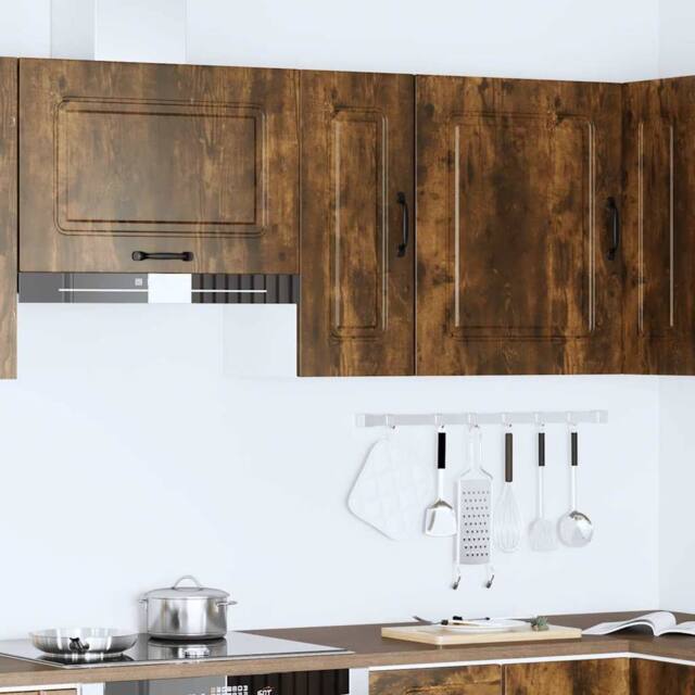 Berkfield Home Kitchen Wall Cabinet Kalmar Smoked Oak Engineered Wood in Brown - image 1