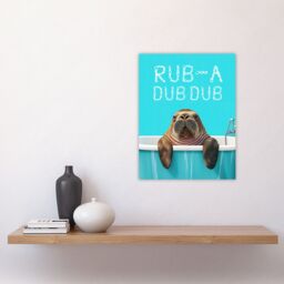 "Artery8 Walrus in Bathtub Bath Time Rub A Dub Funny Wall Art Print in Blue - Size: W18"" x H24""" - thumbnail 4