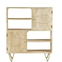Wyld Haus Bali Light Gold Display Cabinet 2 Doors 4 Shelves in Brown - thumbnail 2